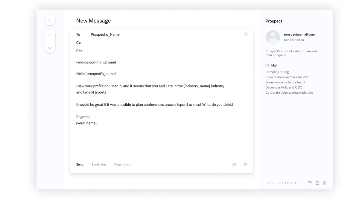 View recipient's social insights