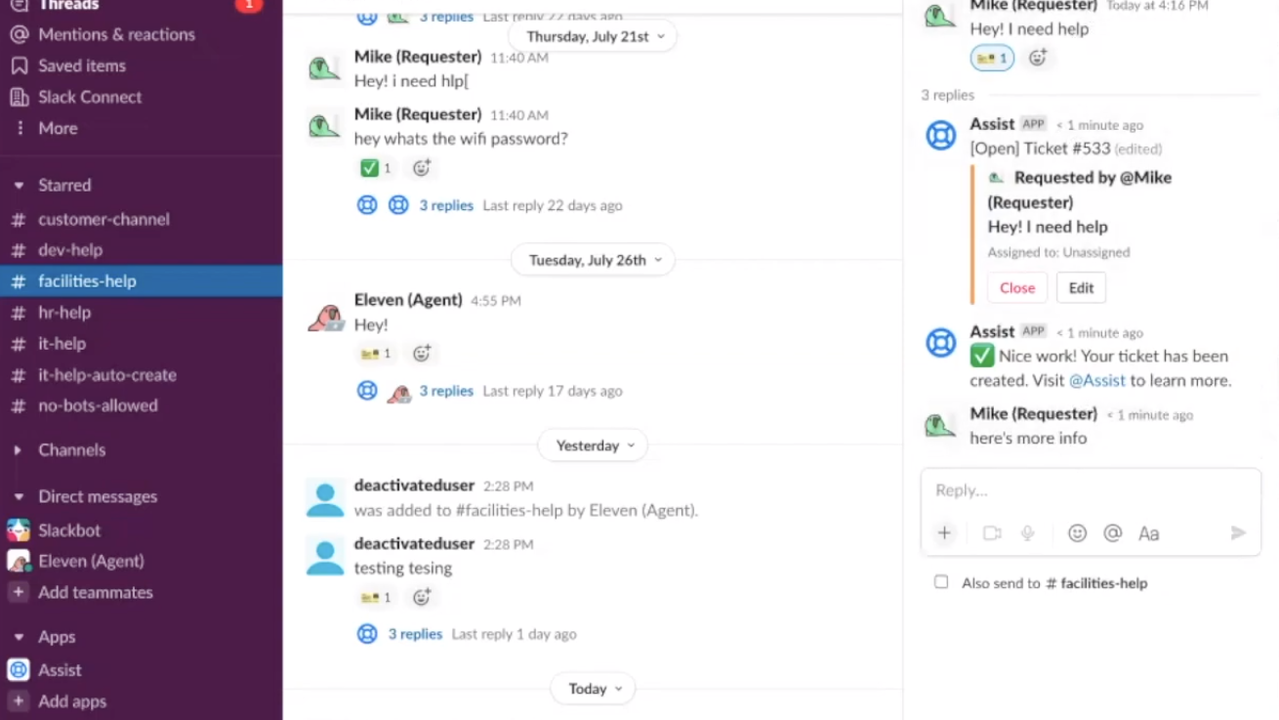 Receive and manage tickets in Slack