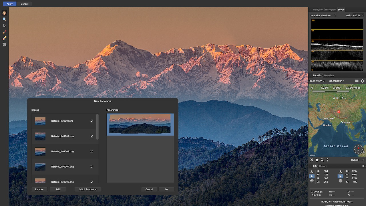 Adjust panorama photos