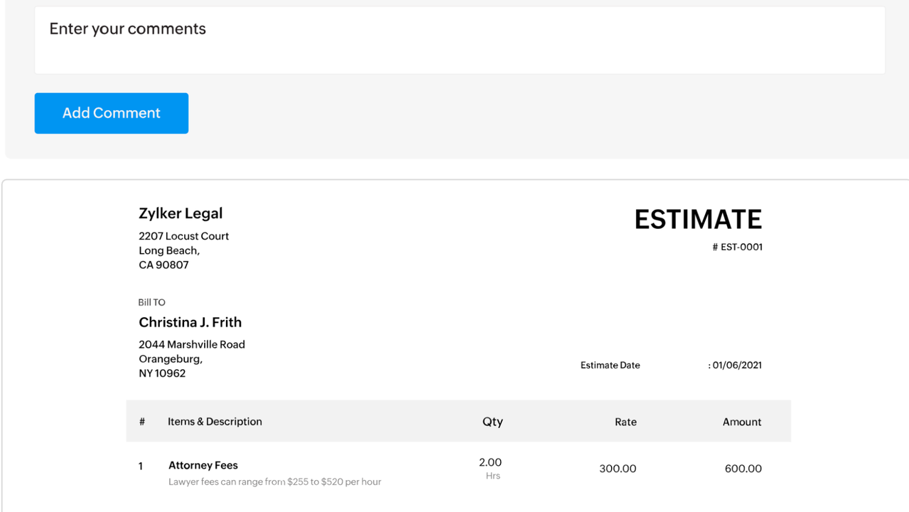 Create and send estimates to clients