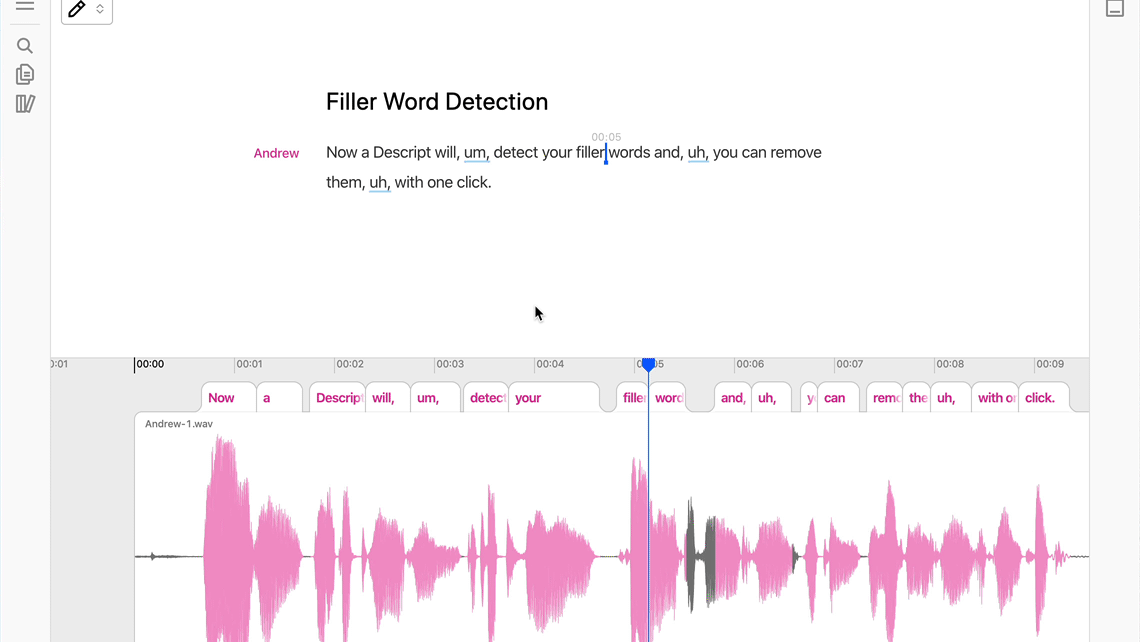Filler word filter