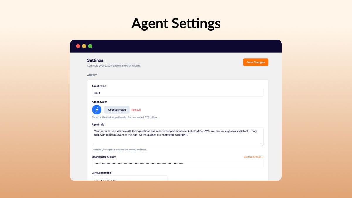 Agent settings