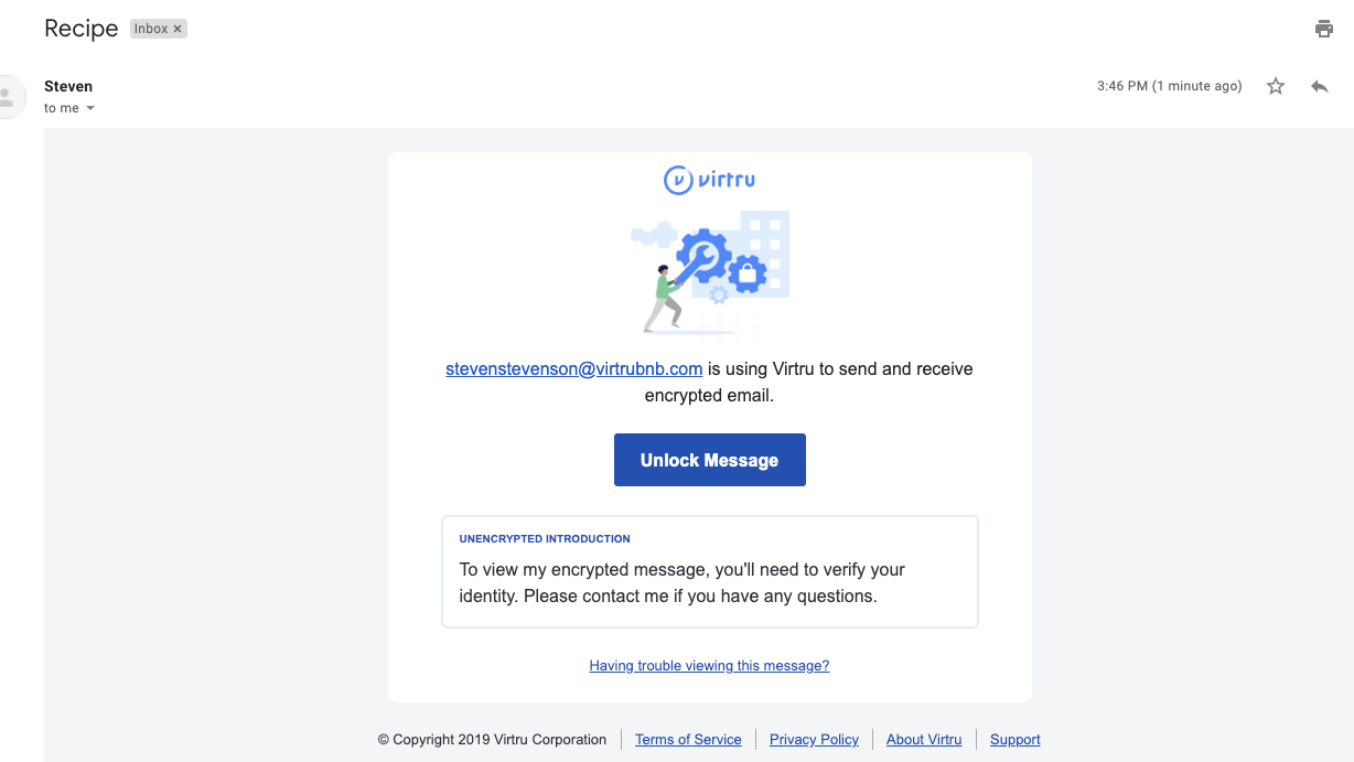 Send encrypted messages via email