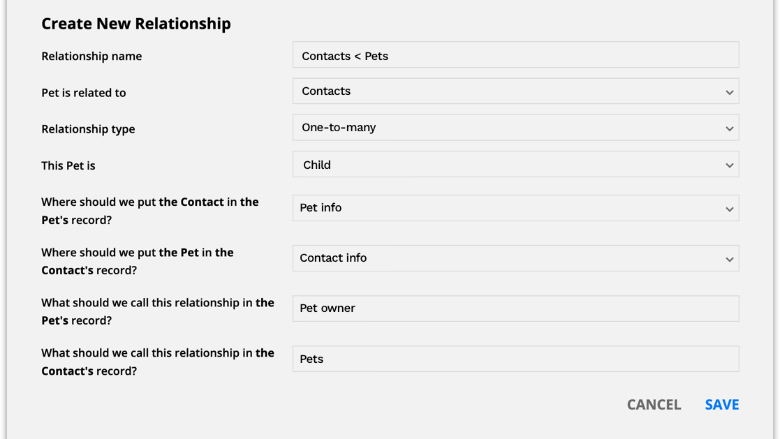 Create new relationships between records