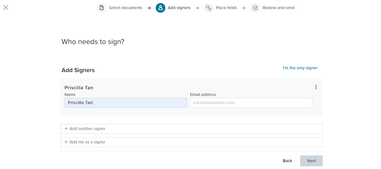 Add signers including your own