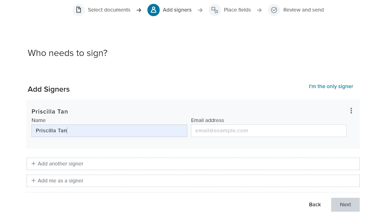 Add signers including your own