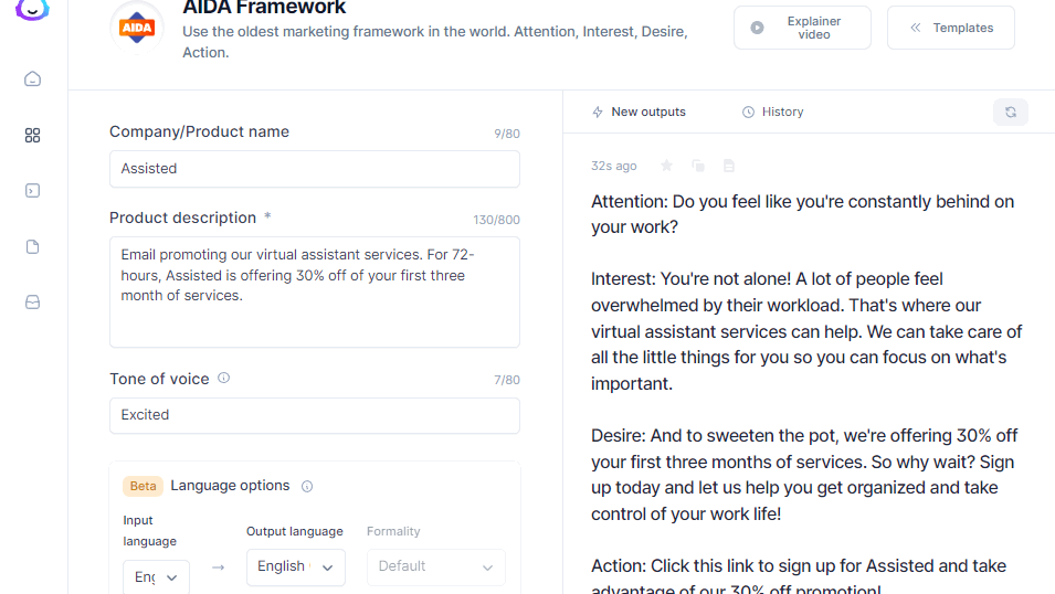 Quickly implement the AIDA copywriting framework
