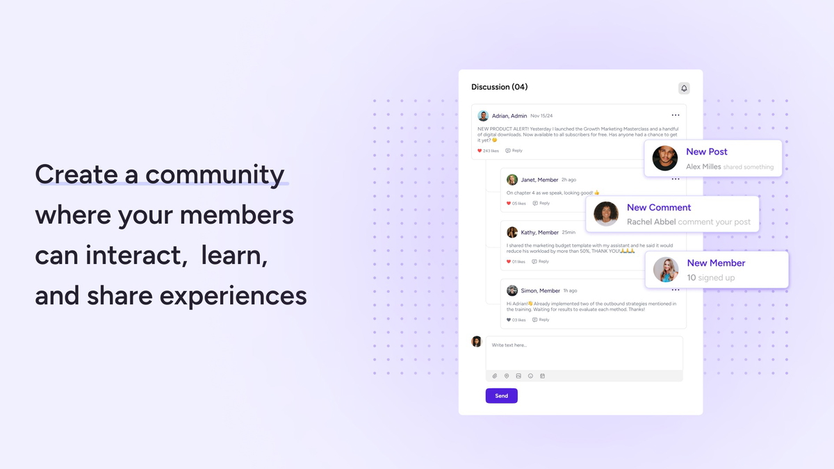 Host a community of like-minded people, directly on your platform.