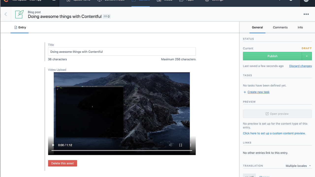 Create a blog post with multimedia and publish directly from Contently