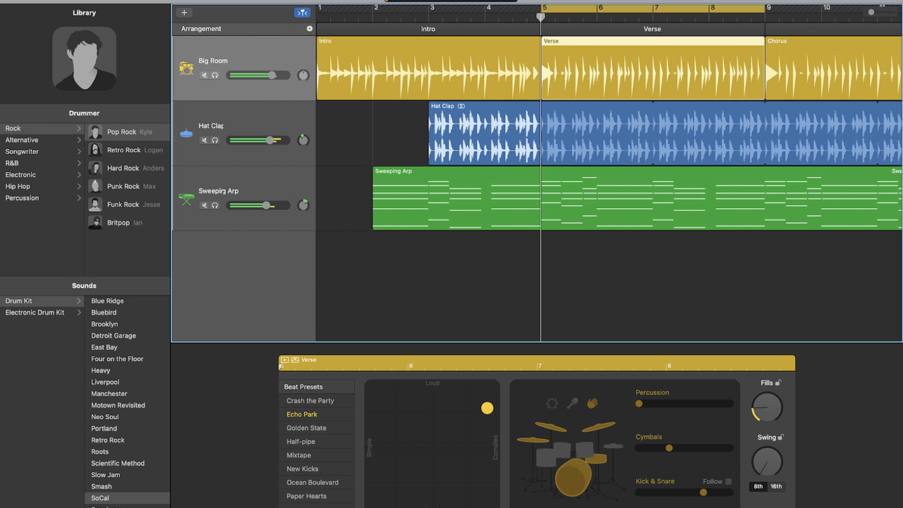 GarageBand virtual drummers