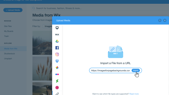 Upload media to your website