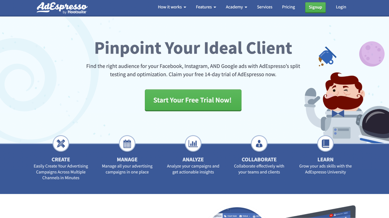 AdEspresso home page