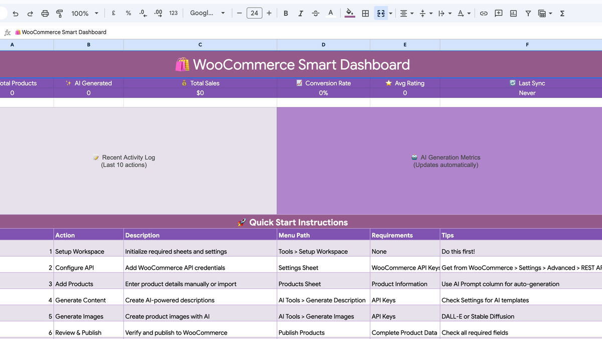Manage your e-commerce store and automate product updates from a single spreadsheet.