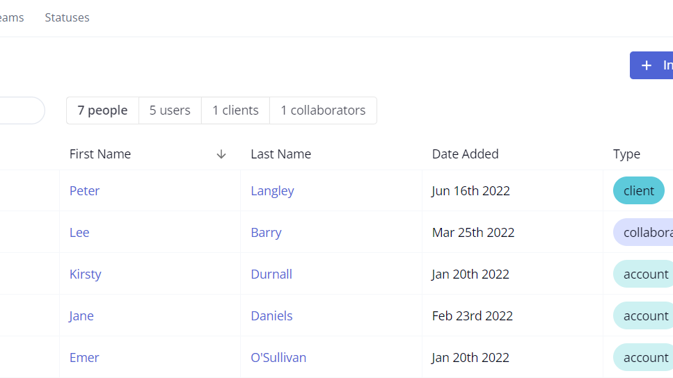 Add clients, collaborators, and team members to the project