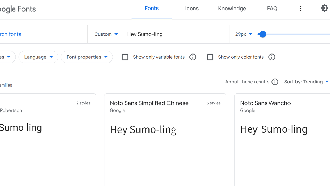 Browse fonts