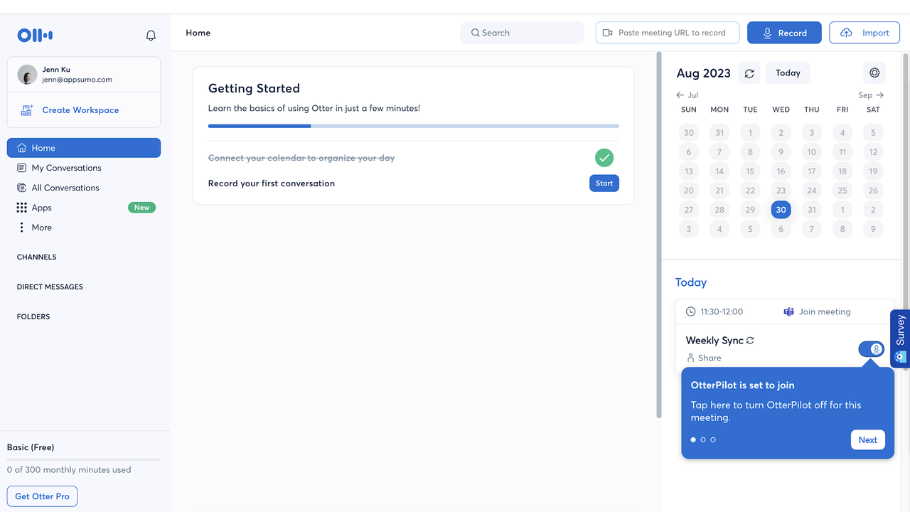 Other.ai Dashboard overview