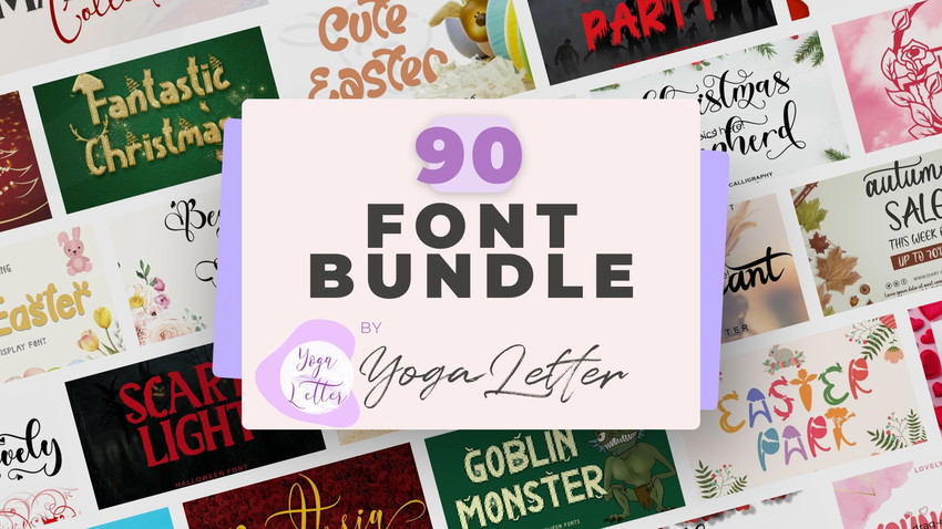 90 Font Bundle by Yoga Letter