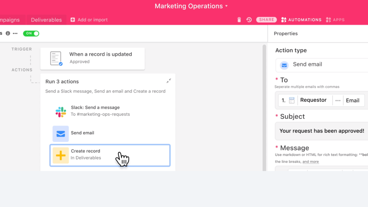 Using automation with Airtable