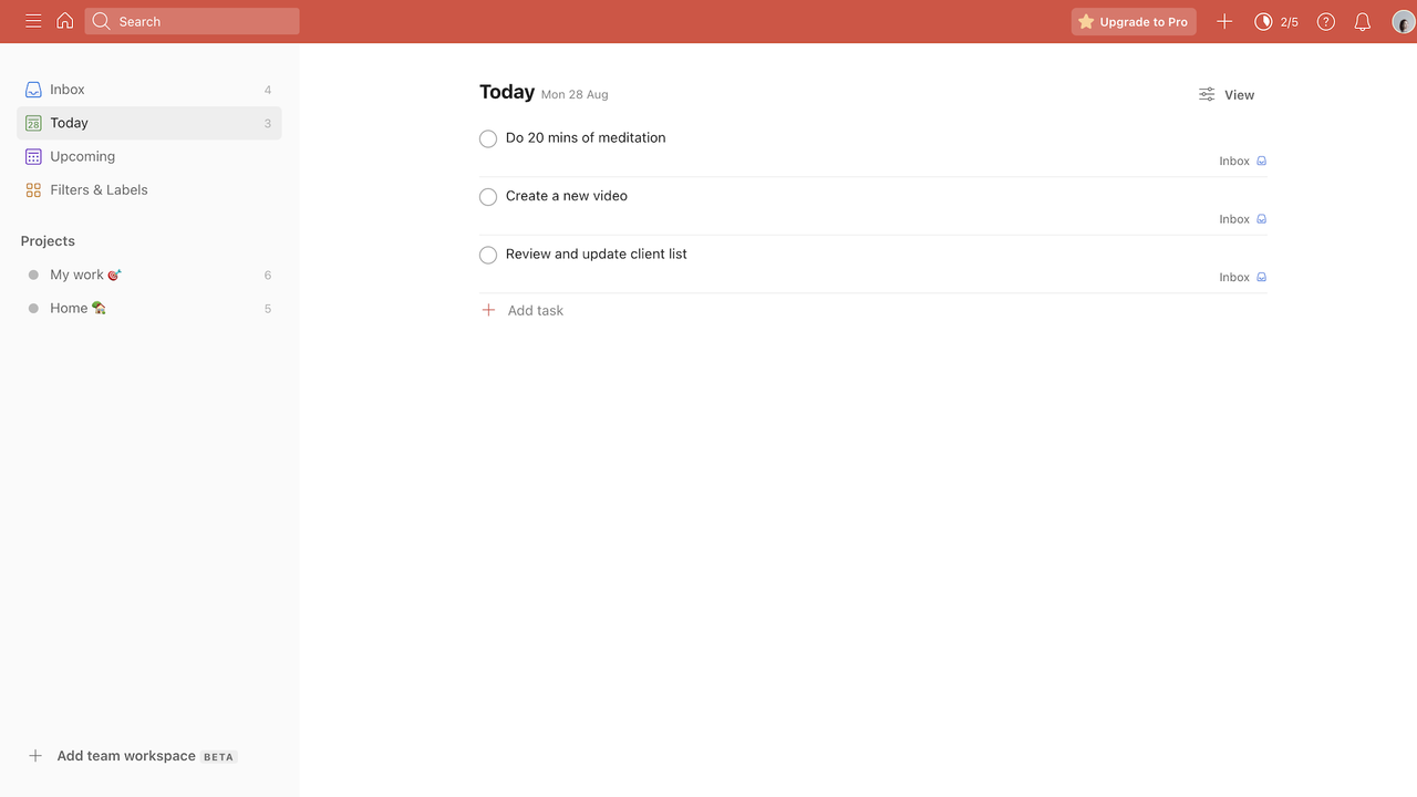 Todoist dashboard