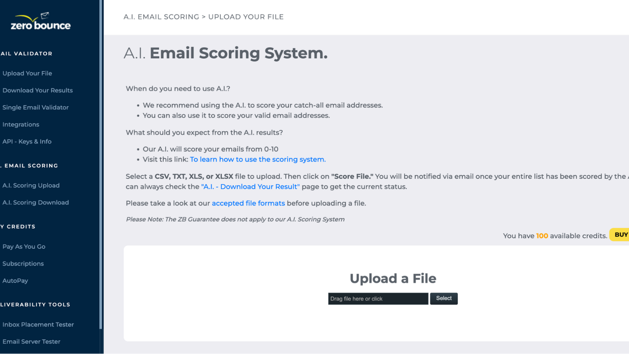 AI email scoring system