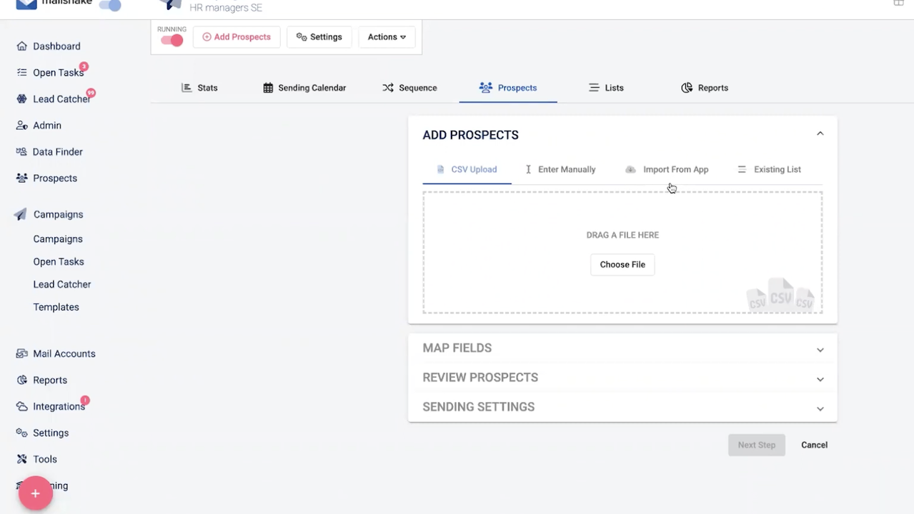 Import leads and run campaigns