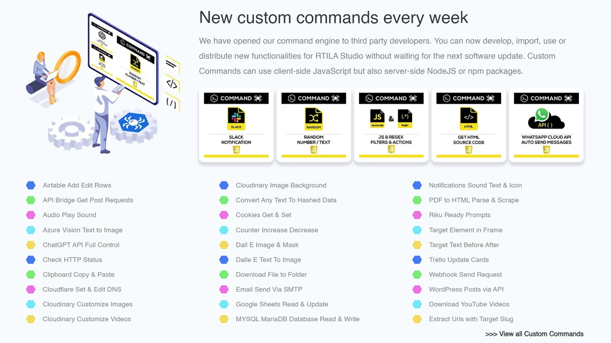 Develop, import and use your own automation commands