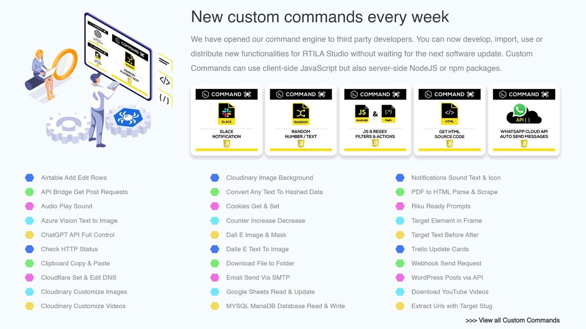 Develop, import and use your own automation commands