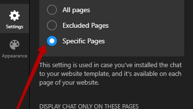 Select the pages you want chat to be displayed