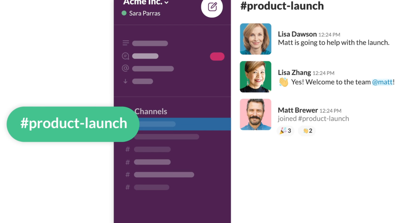 Discuss with teammates inside channels