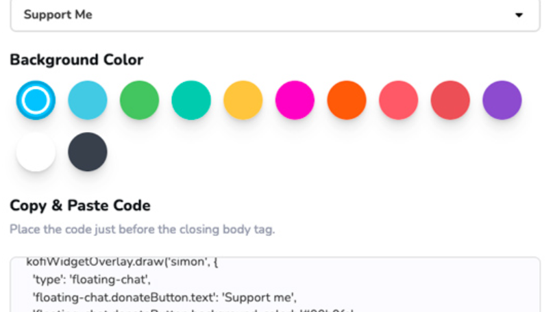 Set up donation widget