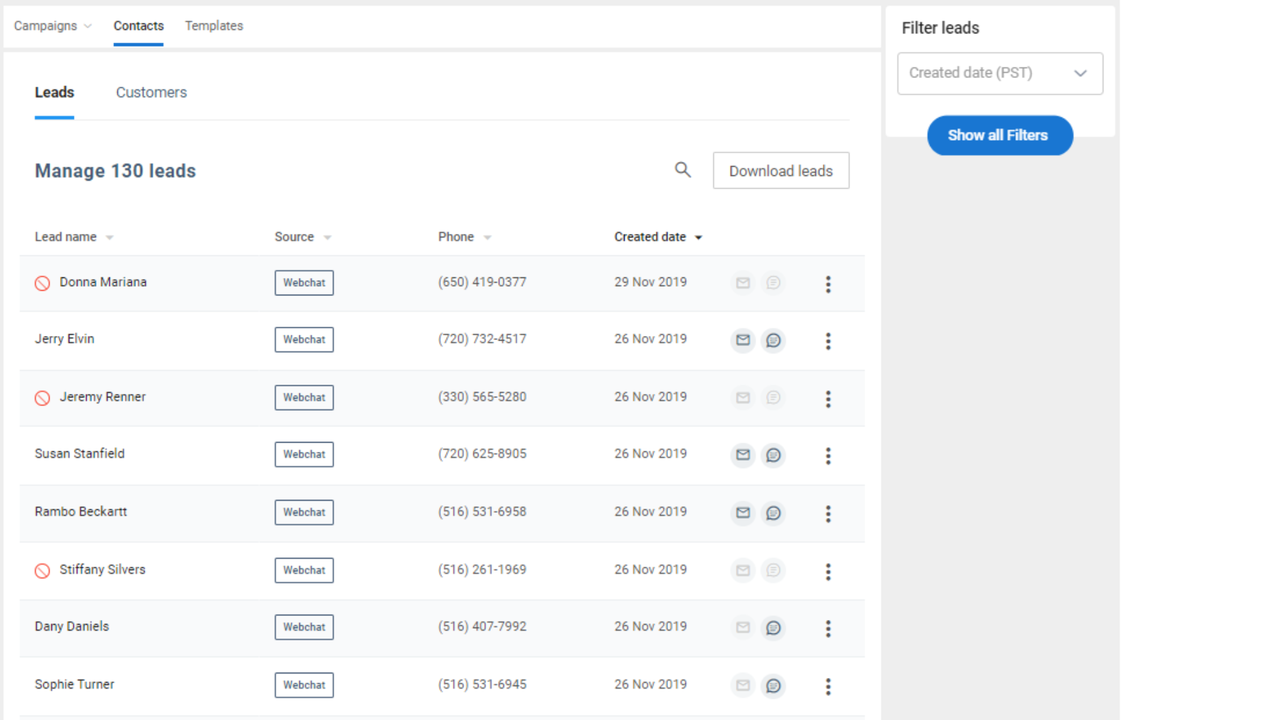 Track and manage inbound leads from Birdeye dashboard