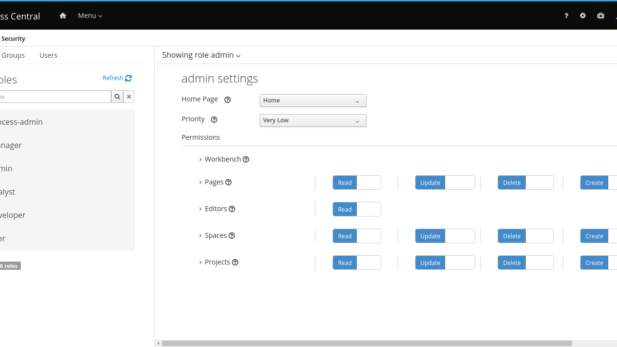 Manage spaces and project permissions