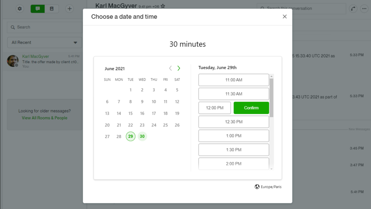 Schedule meetings directly on Upwork