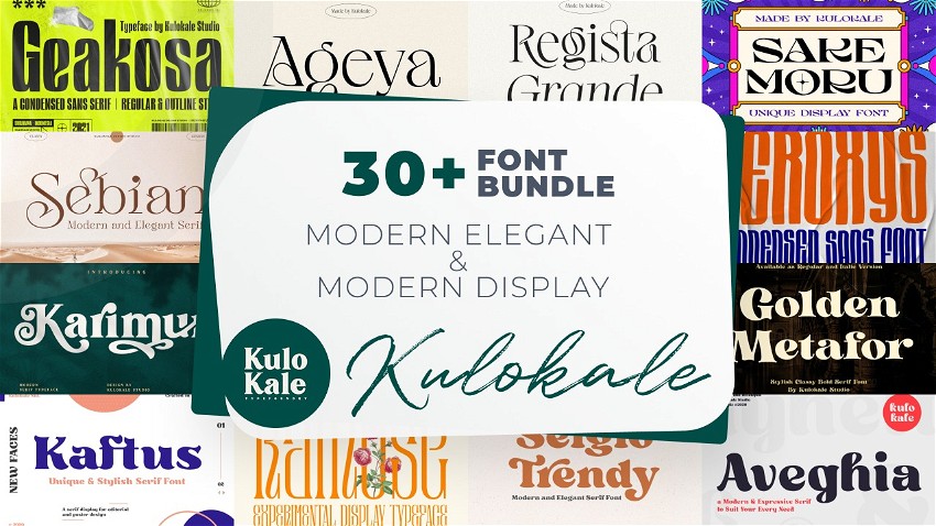 30+ Modern Elegant & Modern Display Font Bundle