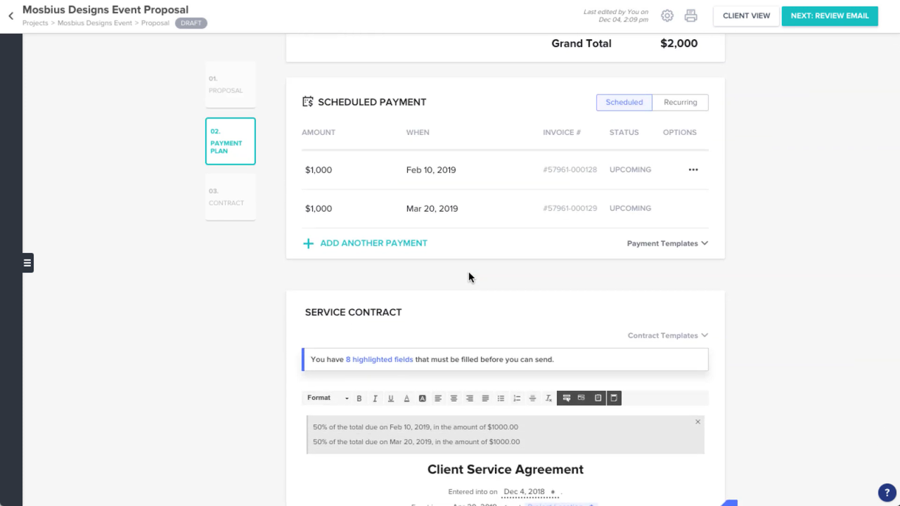 Schedule payment schedules