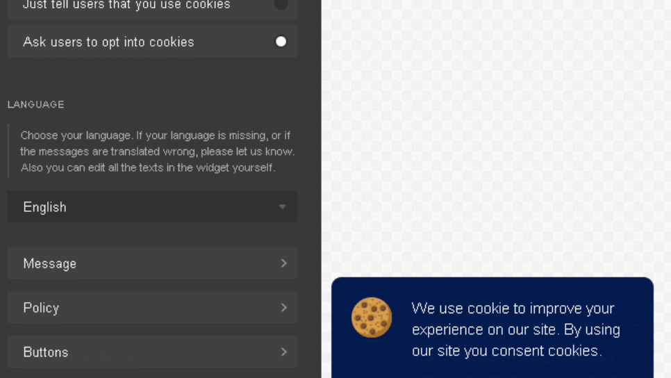Create cookie consent widget