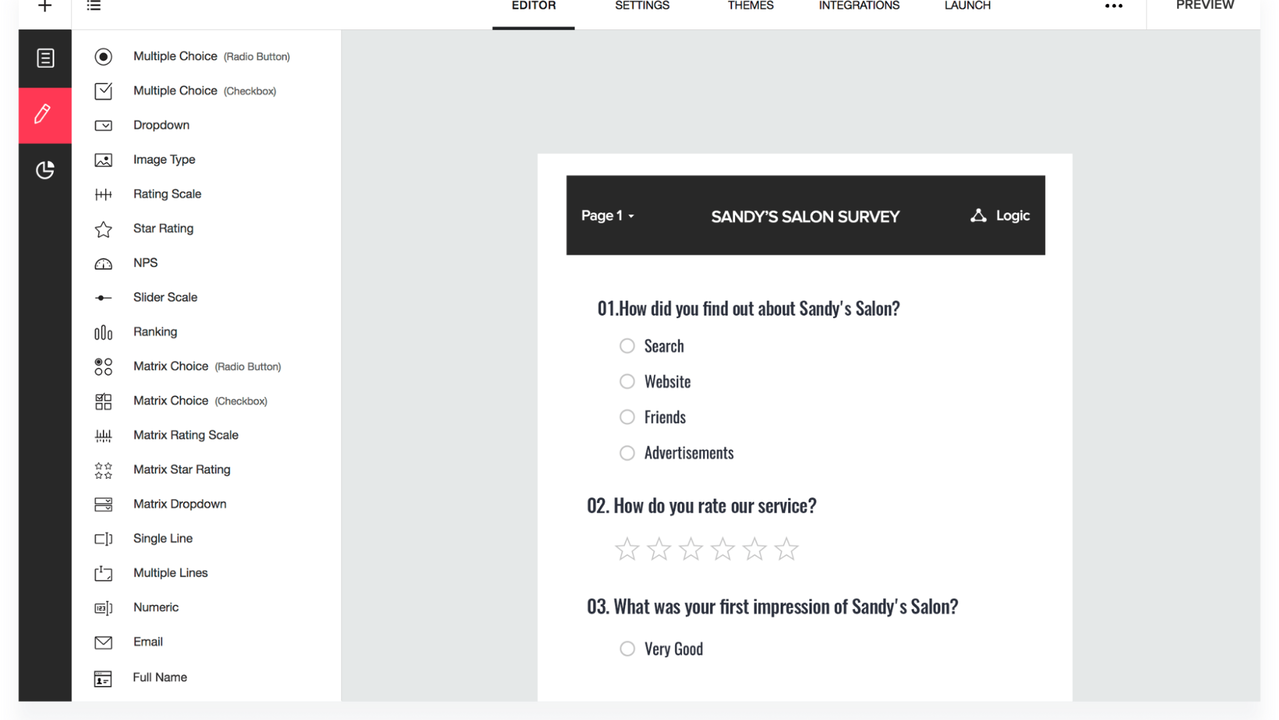 Drag-and-drop survey builder