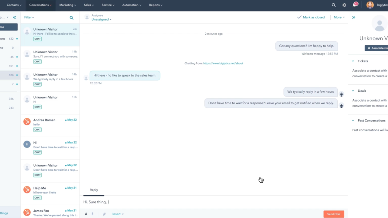 Have and track conversations with visitors
