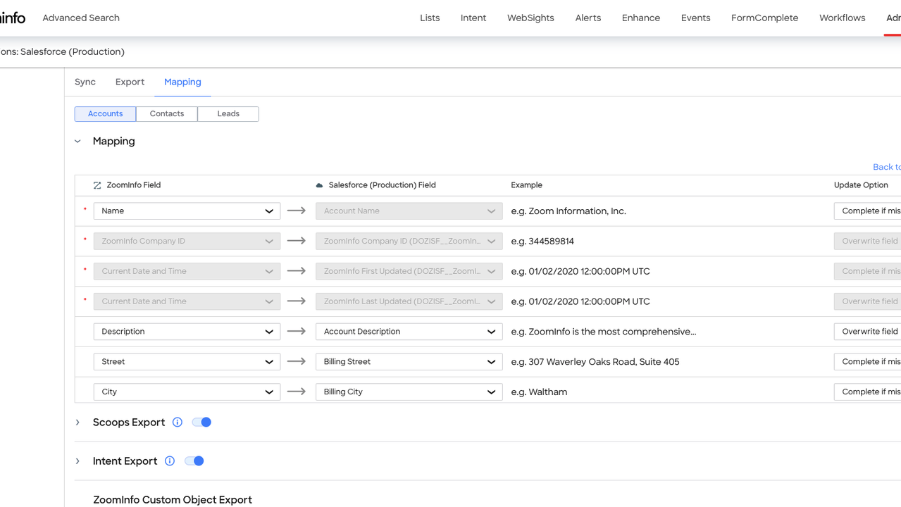 Integrate Zoominfo with Salesforce