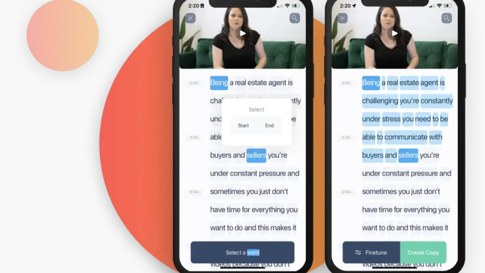 Trim videos by selecting words