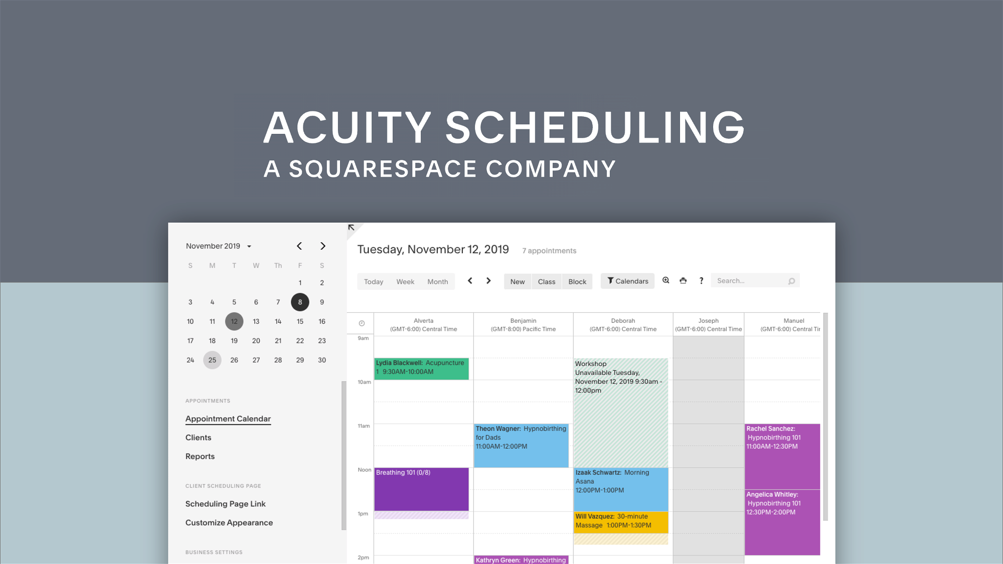 acuity scheduling time zone