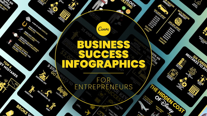 Business Success Infographics for Entrepreneurs - Canva Editable Templates