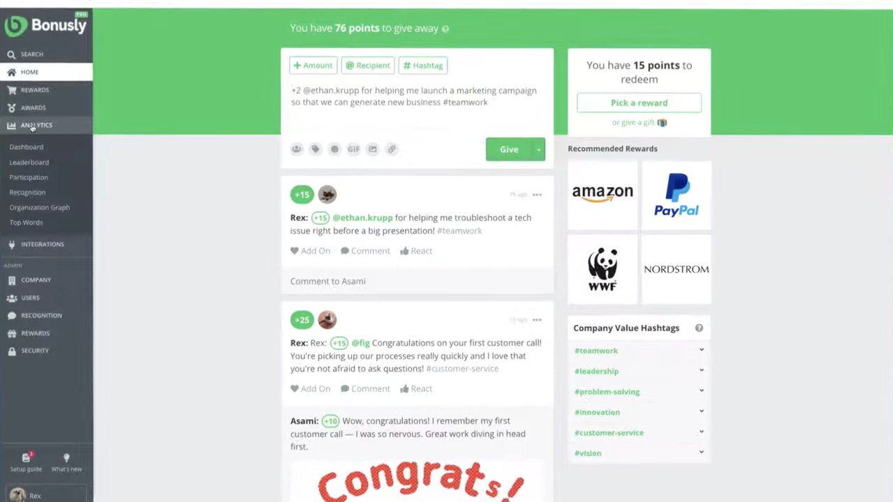 Provide visibility into employee recognition