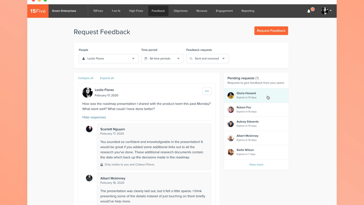 Request public feedback on 15Five
