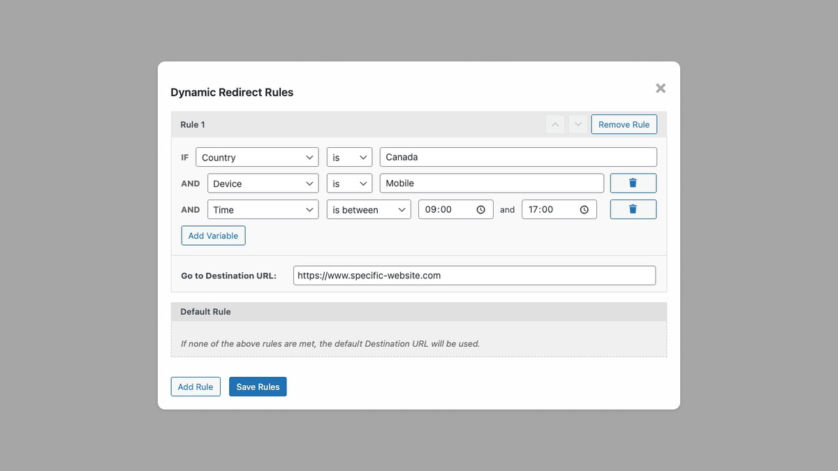 Use multiple variables to dynamically route users to the right destination.