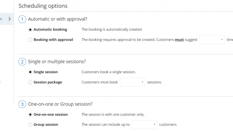 Set your scheduling options