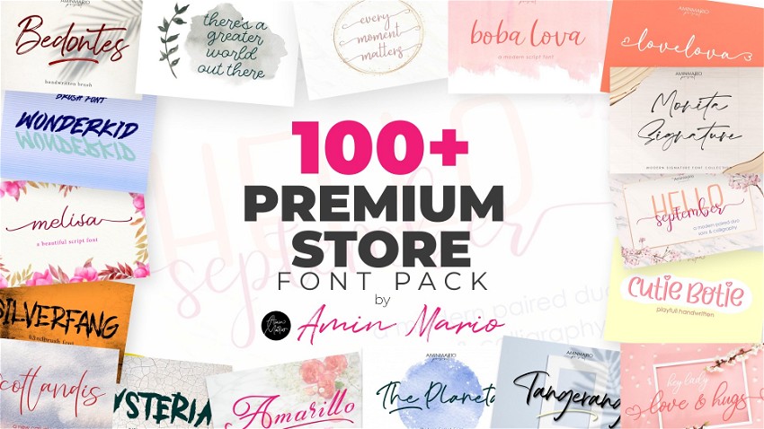 110+ Premium Store Fonts Pack by Amin Mario