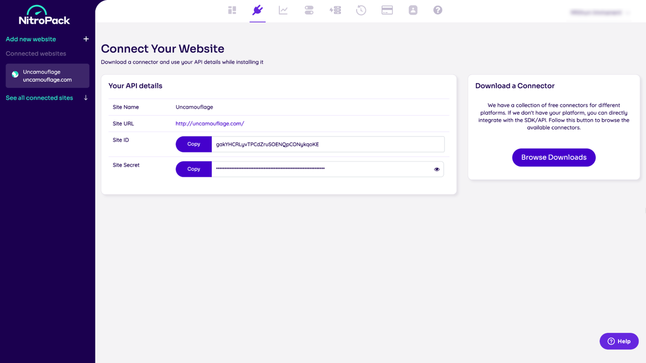 Connect website with NitroPack