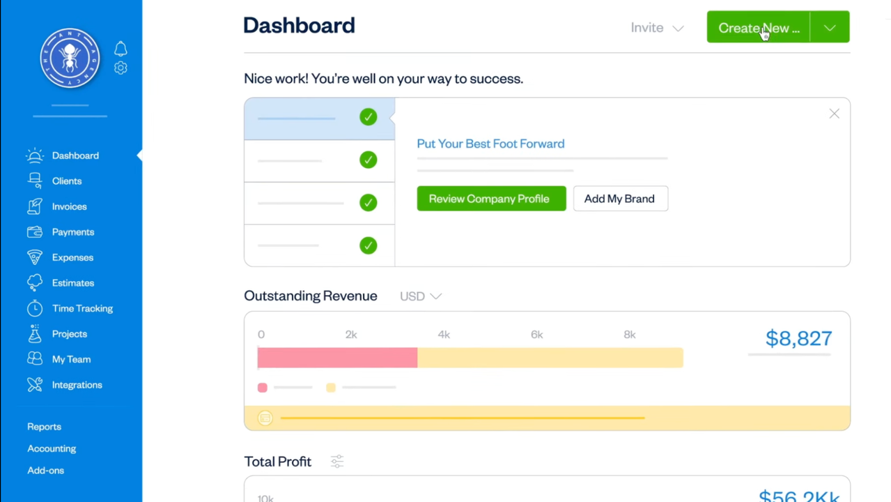 FreshBooks Dashboard