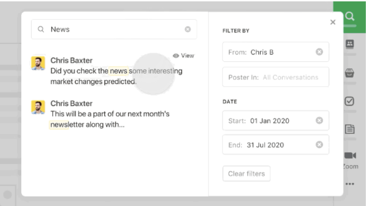 Integrated search to find historic conversations